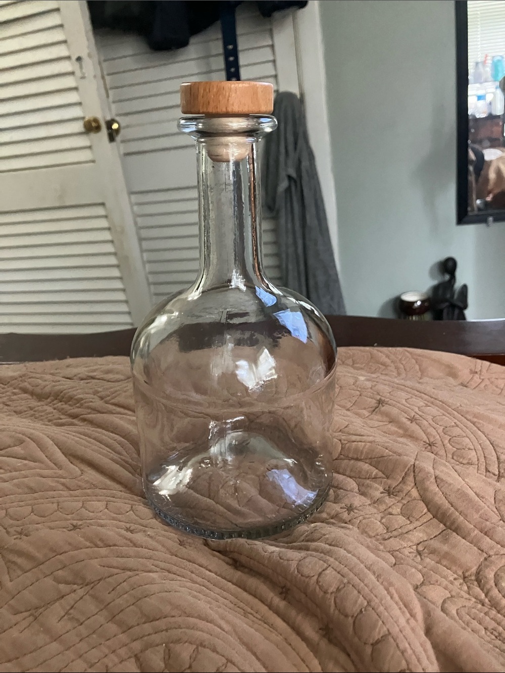 Clear Glass Decanter with Wood Stopper